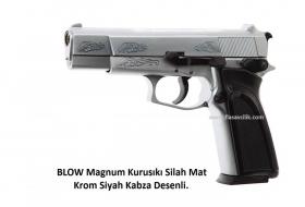 BLOW Magnum Kurusıkı Silah Mat Krom Siyah Kabza Desenli.