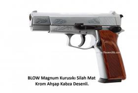 BLOW Magnum Kurusıkı Silah Mat Krom Ahşap Kabza Desenli.