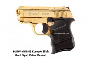BLOW MİNİ 09 Kurusıkı Silah Gold Siyah Kabza Desenli.
