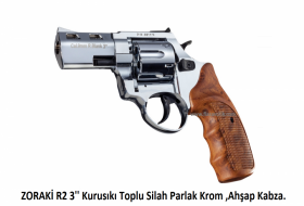 ZORAKİ R2 3'' Kurusıkı Toplu Silah Parlak Krom ,Ahşap Kabza.