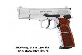 BLOW Magnum Kurusıkı Silah Krom Ahşap Kabza Desenli.