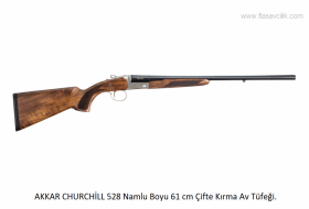 AKKAR CHURCHİLL 528 Namlu Boyu 61 cm Çifte Kırma Av Tüfeği.