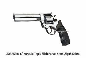 ZORAKİ R1 6'' Kurusıkı Toplu Silah Parlak Krom ,Siyah Kabza.