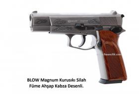 BLOW Magnum Kurusıkı Silah Füme Ahşap Kabza Desenli.
