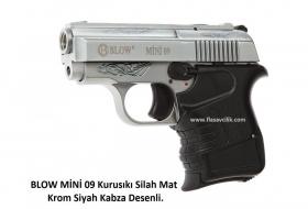BLOW MİNİ 09 Kurusıkı Silah Mat Krom Siyah Kabza Desenli.